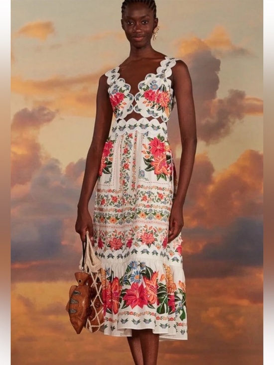 FARM Rio Dresses & Skirts - FARM Rio Bloom Garden Maxi Dress with Orange, Red and Green Floral print Medium